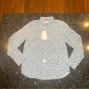 NWT Cactus Man Ricky Singh Mens Blue Floral Button Down Dress Shirt Size Large